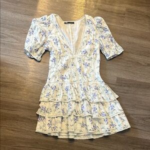 Zara Blue and White Floral Mini Dress